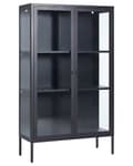 Miniatyrbilde 1 av 8: Kontorskap Svart Stål 90 x 35 x 150 cm Metall 2 Dører Glass Front og Sider Skjerm