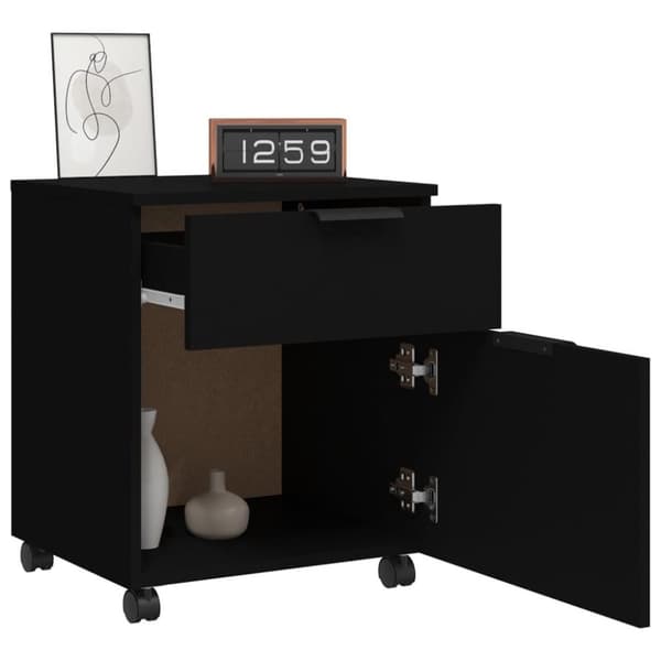 vidaXL Mobilt arkivskap med hjul svart 45x38x54 cm konstruert tre