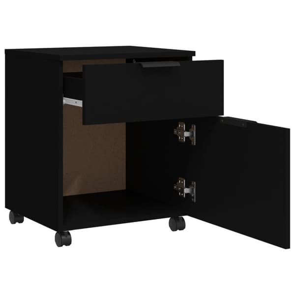 vidaXL Mobilt arkivskap med hjul svart 45x38x54 cm konstruert tre