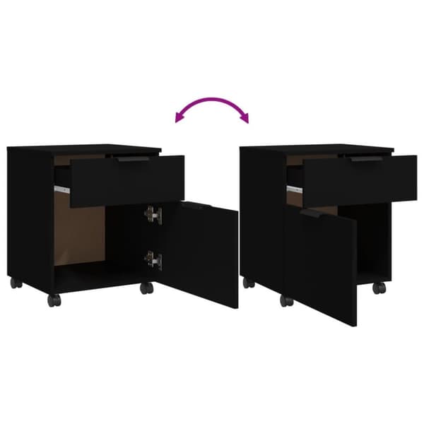 vidaXL Mobilt arkivskap med hjul svart 45x38x54 cm konstruert tre