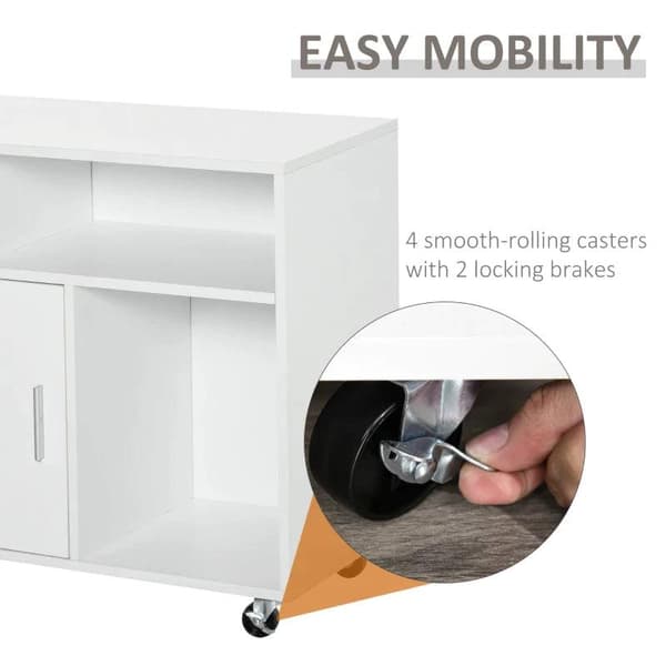 Rootz Filing Cabinet - Office Cabinet - Office Container With Wheels - Printer Stand - Storage Organizer With Lockable Drawer - Bedroom - Living Room