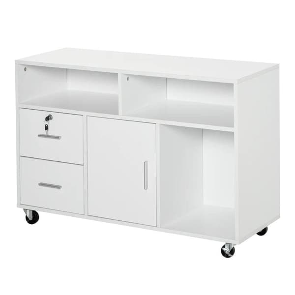 Rootz Filing Cabinet - Office Cabinet - Office Container With Wheels - Printer Stand - Storage Organizer With Lockable Drawer - Bedroom - Living Room