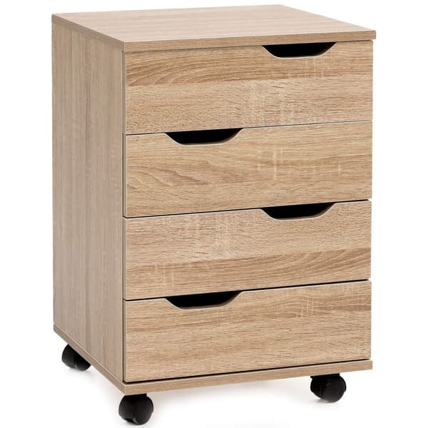 Rootz rullcontainer Sonoma 40x60x40cm lådskåp kontorscontainer - Skrivbordscontainer med lådor - Kontorsbehållare sidcontainer med hjul - Liten lådcon