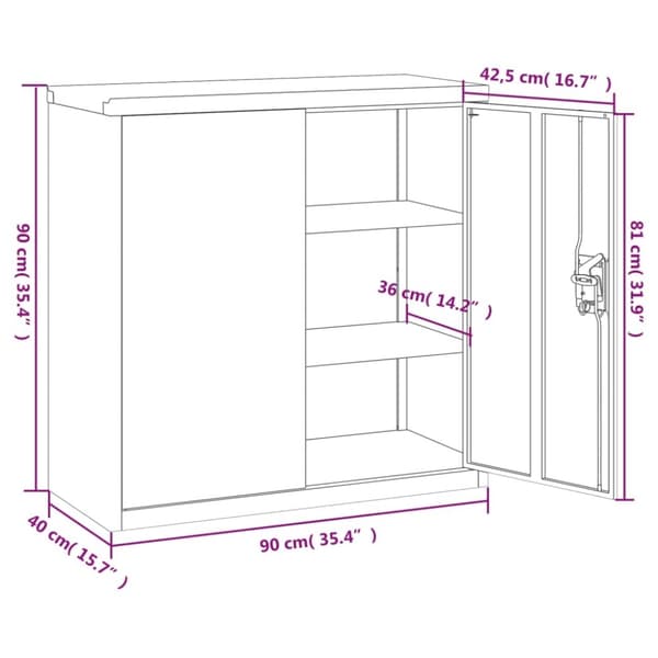 vidaXL Dokumentskåp svart 90x40x90 cm stål