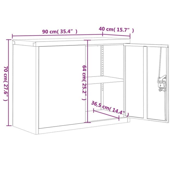 vidaXL Arkistokaappi antrasiitti 90x40x70 cm teräs