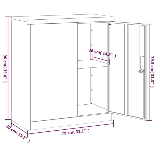 vidaXL Arkivskap svart 79x40x90 cm stål