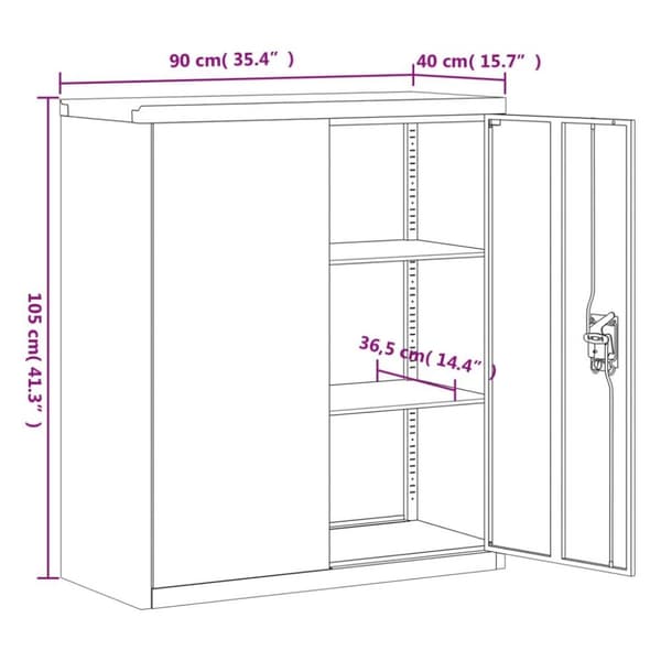 vidaXL arkivskab 90x40x105 cm stål antracitgrå