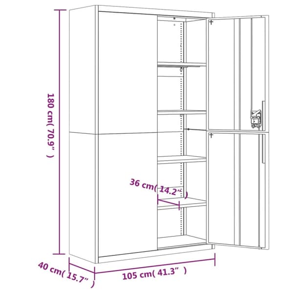 vidaXL Arkivskap svart 105x40x180 cm stål
