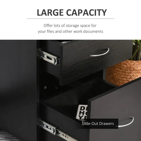Rootz Rolling Cabinet - Rolling Container - Office Container - Mobile File Cabinet - File Cabinet - 2 Drawer Filing Cabinet - Chest Of Drawers - Black