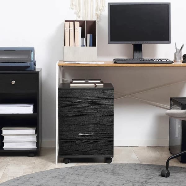 Rootz Rolling Cabinet - Rolling Container - Office Container - Mobile File Cabinet - File Cabinet - 2 Drawer Filing Cabinet - Chest Of Drawers - Black