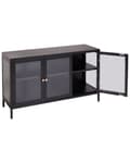 Miniatyrbillede 5 af 9: Skænk Hvid Stål Glas Lav Metal Kommode med Justerbare Hylder Industrielt Opbevaring Dupper Kabelstyring TV Bord Kontor Møbel Design