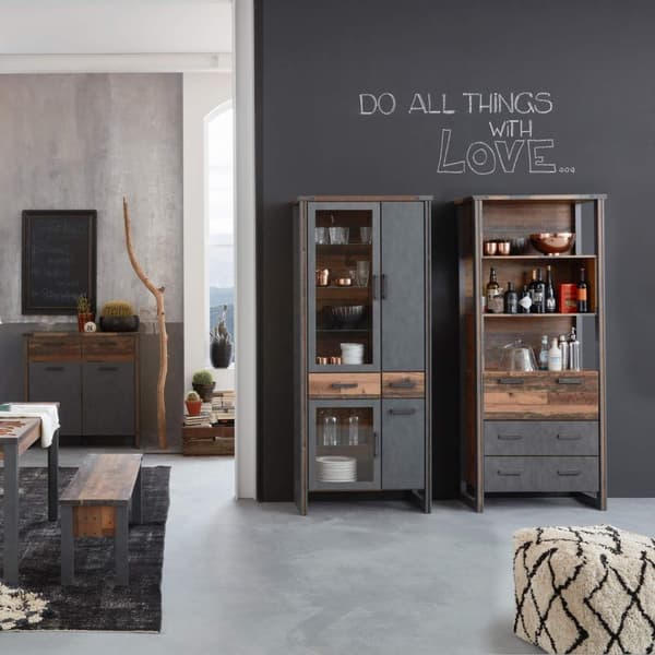 Rootz Living Room Standregal - Storage Unit - Shelf - Bookcase - Shelving - Organizer - Display Stand - Brown (Oldwood Matera) - 89 x 212 x 42 cm