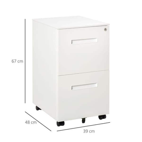 Rootz Rolling Container - Arkistokaappi - Väliseinä - Keskuslukitus - Teräskotelo - 5 pyörää - Valkoinen - 39 x 48 x 67 cm