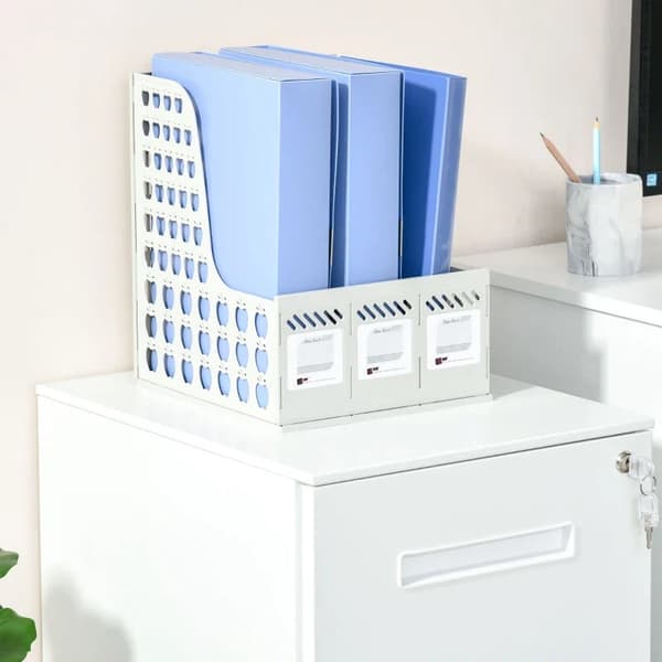 Rootz Rolling Container - Arkistokaappi - Väliseinä - Keskuslukitus - Teräskotelo - 5 pyörää - Valkoinen - 39 x 48 x 67 cm