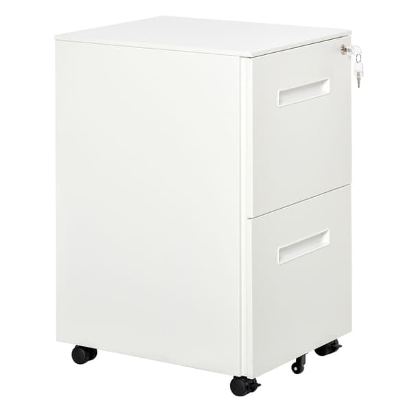 Rootz Rolling Container - Arkistokaappi - Väliseinä - Keskuslukitus - Teräskotelo - 5 pyörää - Valkoinen - 39 x 48 x 67 cm
