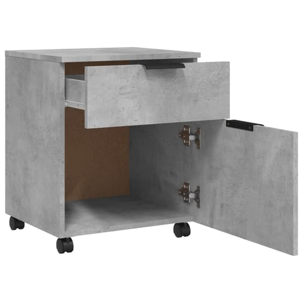 vidaXL arkivskab med hjul 45x38x54 cm konstrueret træ betongrå -  Arkivskabe