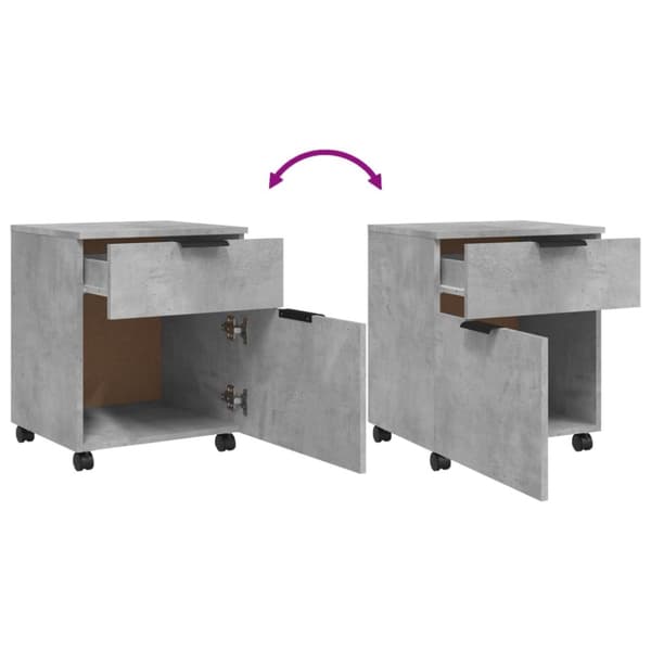 vidaXL arkivskab med hjul 45x38x54 cm konstrueret træ betongrå -  Arkivskabe
