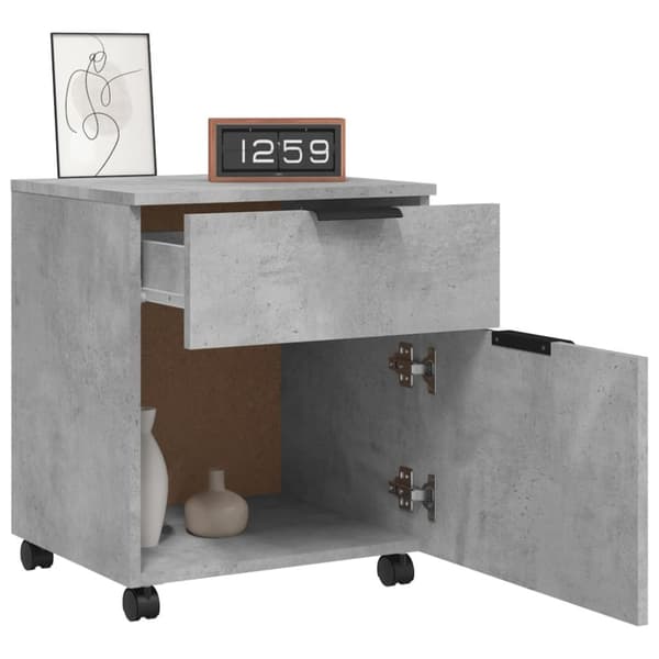 vidaXL arkivskab med hjul 45x38x54 cm konstrueret træ betongrå -  Arkivskabe