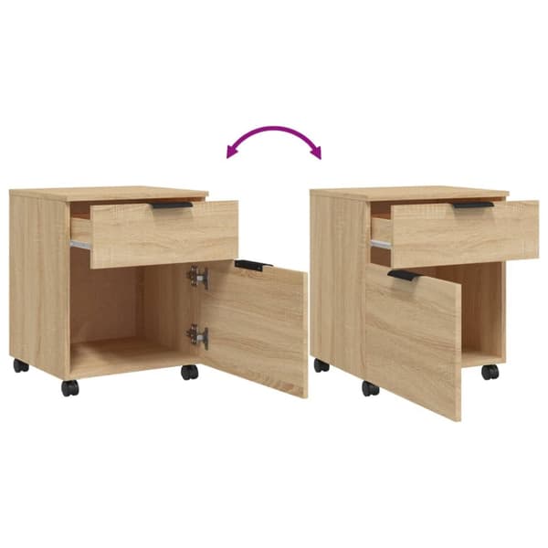 vidaXL Dokumentskåp med hjul sonoma-ek 45x38x54 cm konstruerat trä - Arkivskåp