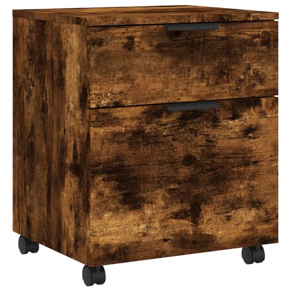 vidaXL Dokumentskåp med hjul Rökfärgad ek 45x38x54 cm konstruerat trä - Arkivskåp
