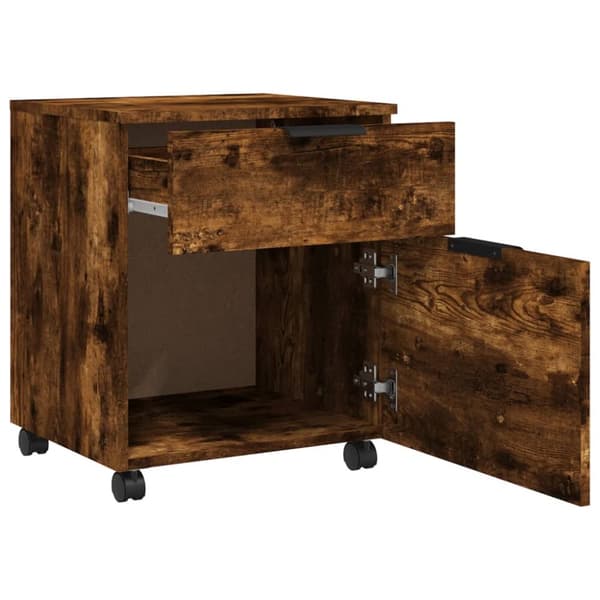 vidaXL Dokumentskåp med hjul Rökfärgad ek 45x38x54 cm konstruerat trä - Arkivskåp