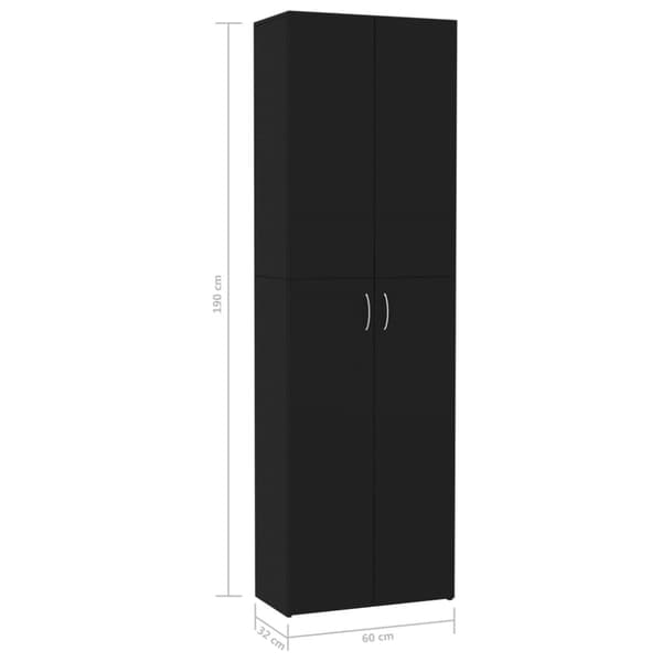 vidaXL Kontorsskåp svart 60x32x190 cm konstruerat trä -  Arkivskåp