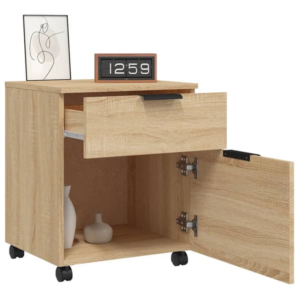 The Living Store Dokumentskåp med hjul sonoma-ek 45x38x54 cm konstruerat trä - Arkivskåp