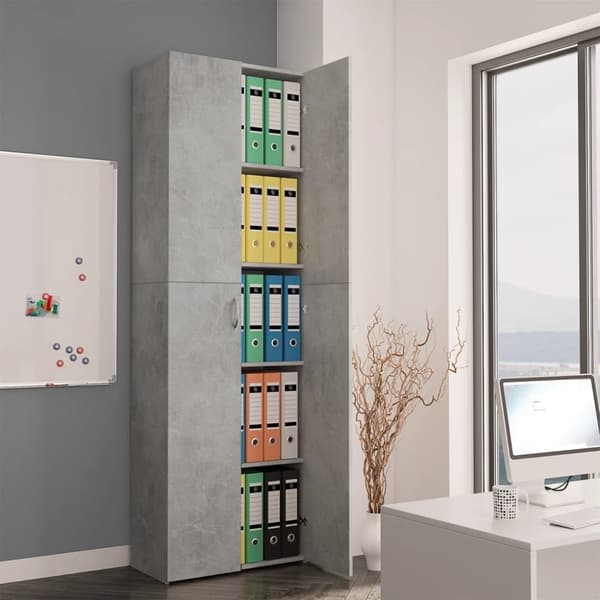 The Living Store Kontorsskåp betonggrå 60x32x190 cm konstruerat trä -  Arkivskåp