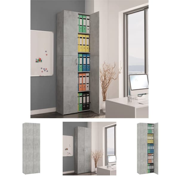 The Living Store Kontorsskåp betonggrå 60x32x190 cm konstruerat trä -  Arkivskåp