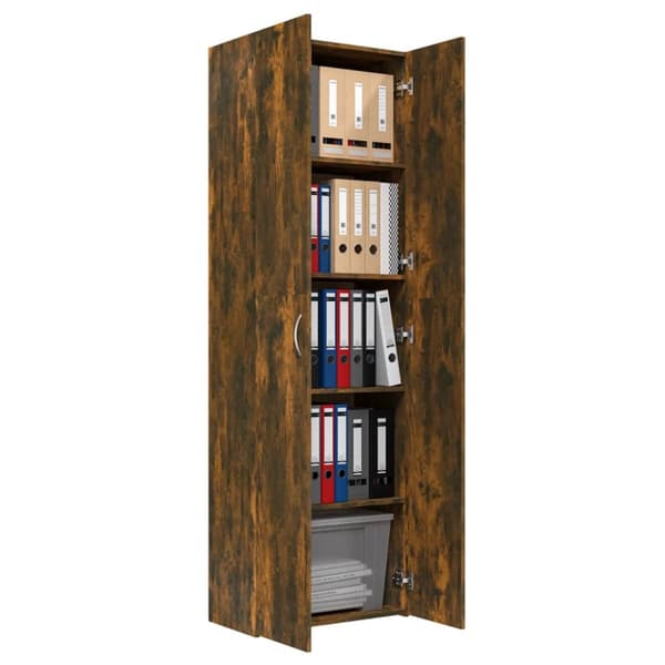 The Living Store Toimistokaappi savutammi 60x32x190 cm tekninen puu -  Arkistokaapit