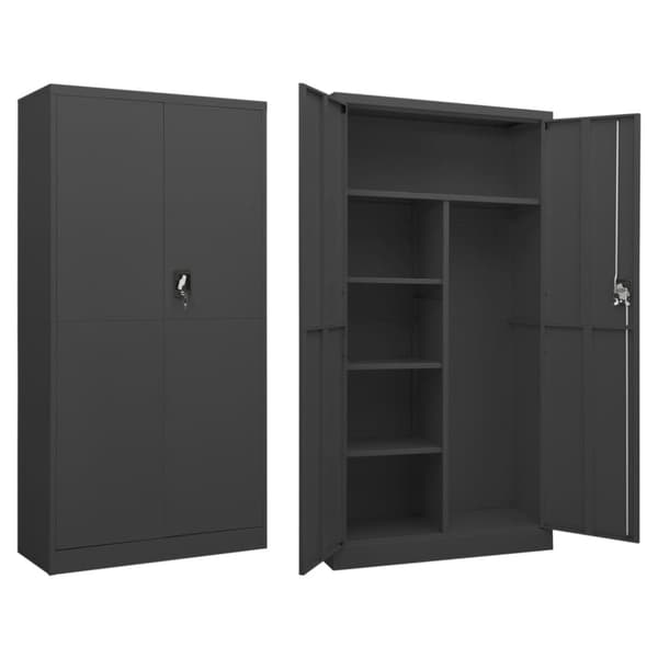 The Living Store skab med lås 90x40x180 cm stål antracitgrå -  Arkivskabe