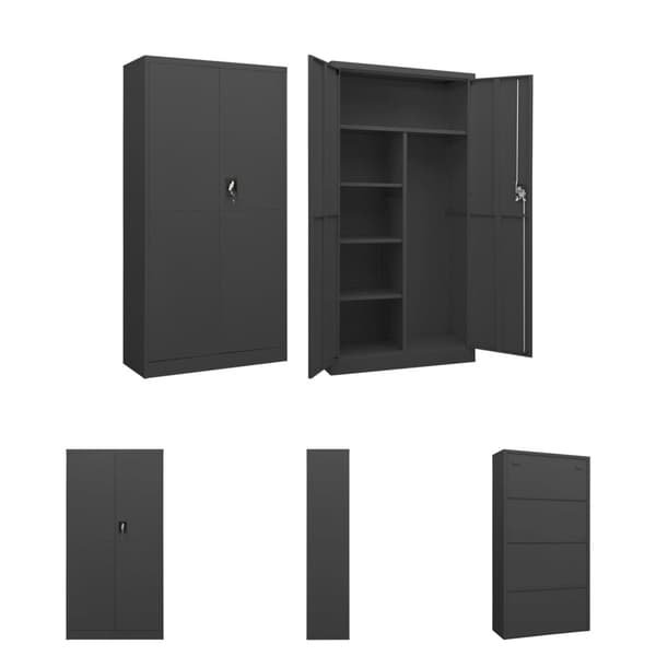 The Living Store skab med lås 90x40x180 cm stål antracitgrå - Arkivskabe