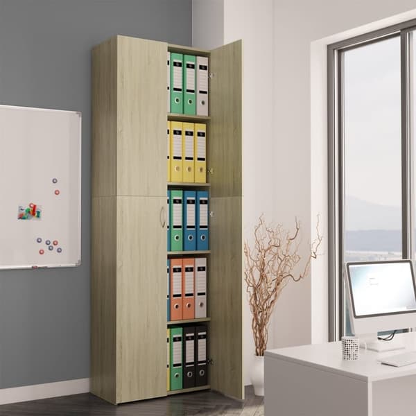 The Living Store Toimistokaappi Sonoma-tammi 60x32x190 cm tekninen puu -  Arkistokaapit