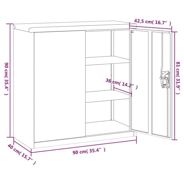 The Living Store Kontorsskåp 2 dörrar 90 cm stål -  Arkivskåp