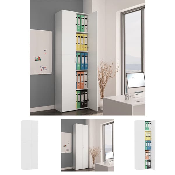 The Living Store kontorskab 60x32x190 cm konstrueret træ hvid -  Arkivskabe
