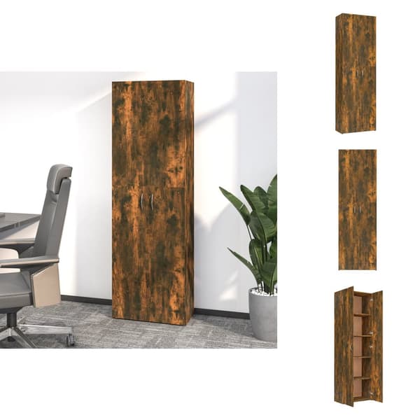 Arkivskåp - Living Kontorsskåp rökfärgad ek 60x32x190 cm konstruerat trä