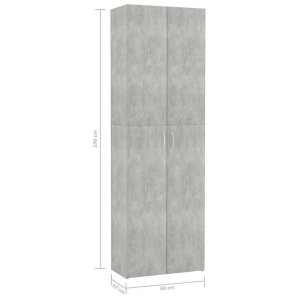 Toimistokaappi betoninharmaa 60x32x190 cm tekninen puu - Toimistokaappi - Toimistokaapit - Home & Living