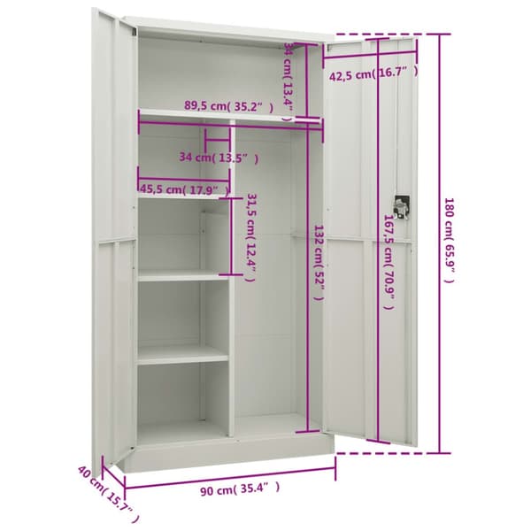 Skab med lås 90x40x180 cm stål lysegrå - Skab - Skabe - Home & Living