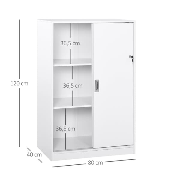 Rootz Låsbart arkivskåp - Säker förvaring - Dokumenthantering - E1-spånskiva av hög kvalitet - 80W x 40D x 120H cm - Vit