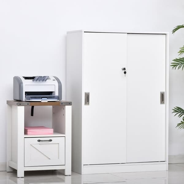 Rootz Låsbart arkivskåp - Säker förvaring - Dokumenthantering - E1-spånskiva av hög kvalitet - 80W x 40D x 120H cm - Vit