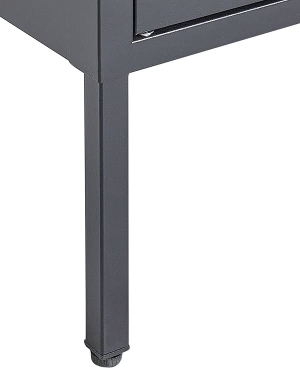 Kontorskap Svart Stål 80 x 35 x 181 cm Metall 2 Dører Glass Front og Sider Skjerm