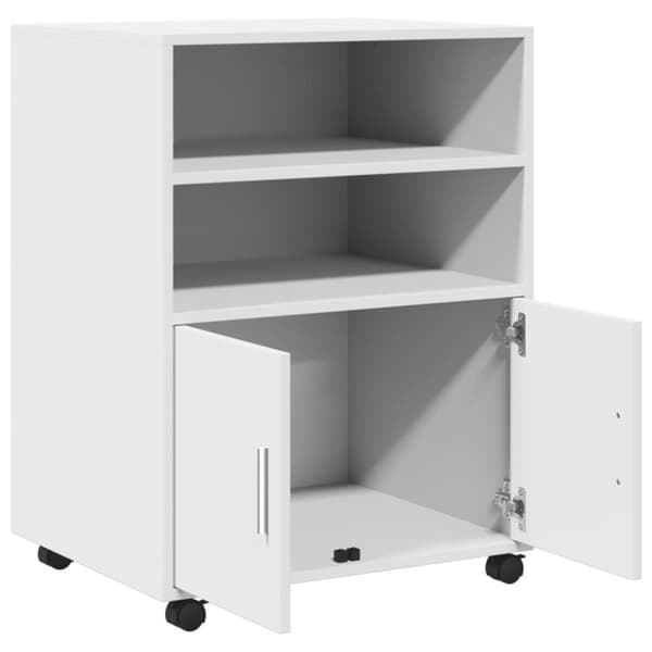 vidaXL Skåp med hjul vit 60x48x81 cm konstruerat trä