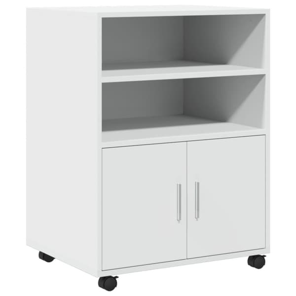 vidaXL Skåp med hjul vit 60x48x81 cm konstruerat trä