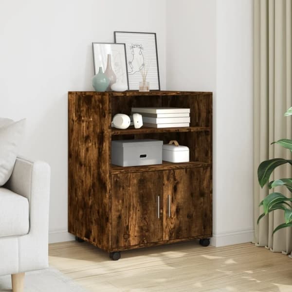 vidaXL Rulleskap røkt eik 60x48x81 cm konstruert tre