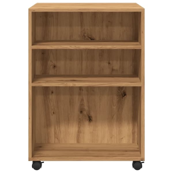 vidaXL sidebord med hjul 55x60x78 cm konstrueret træ egetræslook