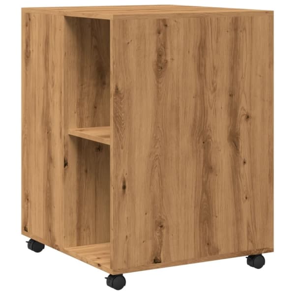 vidaXL sidebord med hjul 55x60x78 cm konstrueret træ egetræslook