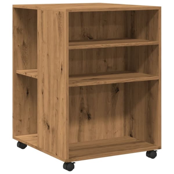 vidaXL sidebord med hjul 55x60x78 cm konstrueret træ egetræslook