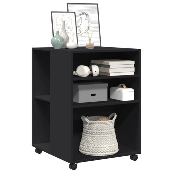 vidaXL sidebord med hjul 55x60x78 cm konstrueret træ sort