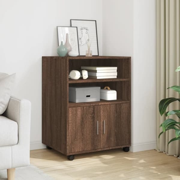 vidaXL rullebord 60x48x81 cm konstrueret træ brun egetræsfarve