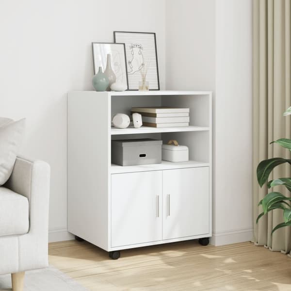 vidaXL rullebord 60x48x81 cm konstrueret træ hvid